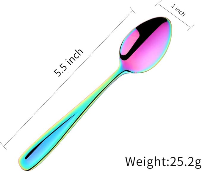 8 Pieces 18/10 Dessert Spoons Teaspoons Small Coffee Spoons Espresso Spoons, 5.5 Inch (multicolor)