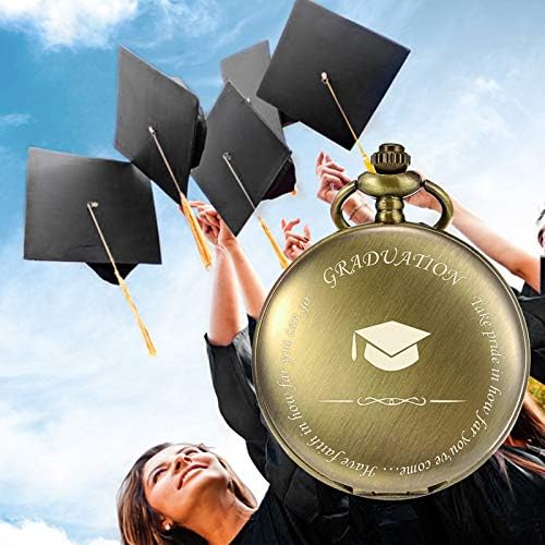 TREEWETO Engraved Pocket Watch Graduation for Him Her College High School for Son Daughter Men Classmates - Image 3
