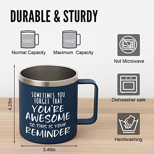 NOWWISH Inspirational Coffee Mug for Men, 14oz Vacuum Insulated Stainless Steel Cup, You Are Awesome Gift for Husband, Boyfriend, Dad - Navy Blue - Image 4