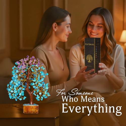 YATSKIA Amethyst Turquoise Crystal Tree | Crystal and Gemstones Tree Office Decor | Crystals Decor | Office Decor for Women | Birthday Gifts for Women | 10 Inch 300 Beads - Image 4