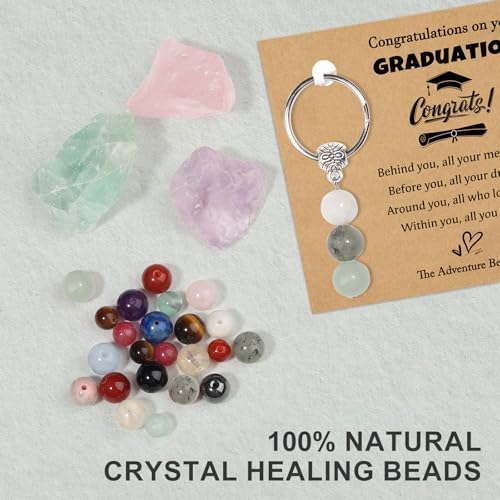 Graduation Gift for Her for Him, Lucky Crystals Keychain Gift for Class of 2026, with Unique Grad Cap Box and Gift Card, Adventure Begins Gifts, for College Graduate High School Party Favor Supply - Image 4