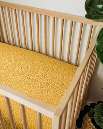 Muslin Bedside Bassinet Sheets 2 Pack, 33" X 20", (Beige & Mustard Yellow) - Image 6