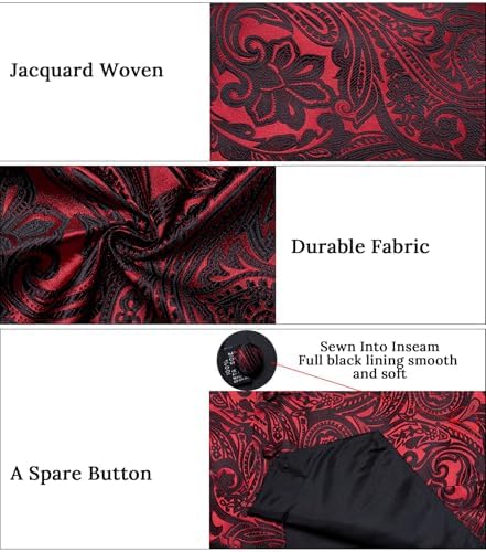 DiBanGu Mens Vest and Tie Set Formal Paisley Waistcoat and Necktie Pocket Square Cufflinks Silk Suit Vest for Tuxedo Wedding - Image 5