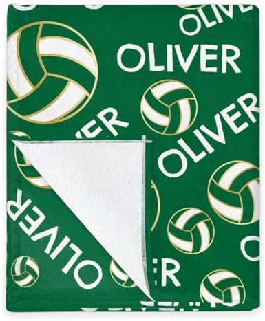 Personalized Baby Blankets for Girls Boys, Custom Baby Blanket with Name Swaddle Toddler Fleece Blanket Personalized Gift Green Volleyball Text - Image 5