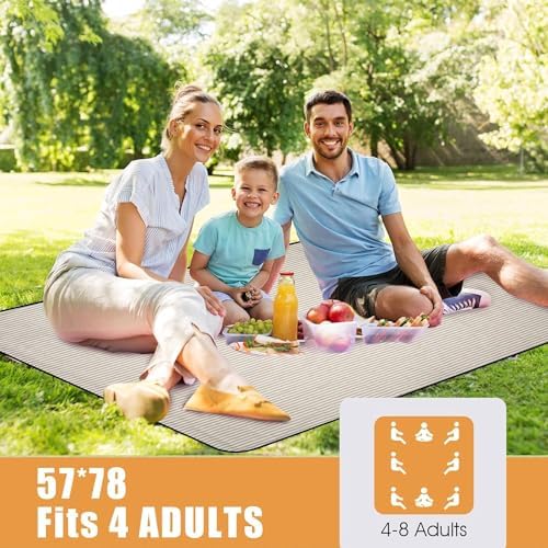 G GOOD GAIN Waterproof Picnic Blankets Outdoor Machine Wash, Sand Yellow - Image 2