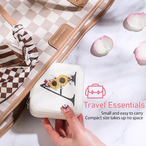 AYGXU Travel Jewelry Box for Women and Girls - Small Case With Initial A-Z - Teacher Gifts - Image 5
