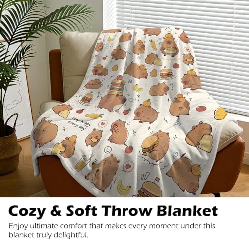 Capybara Gifts Blanket - 50 x 60 Inch Cozy Blankets Capybara Throw Blanket for Kids Boys Girls, Soft Flannel Blankets for Bed Couch, Kapibara Sofa Stuff Decor for Women Teens, Gift for Kapibara Lover - Image 6