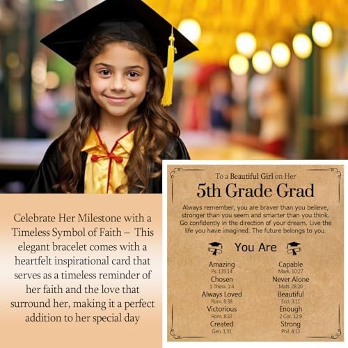 Graduation Gifts for Her- Class of 2026 Primary Middle High School College Grad Gift, Adjustable Stainless Steel Beaded Cross Bracelet for Girls & Women - Image 2