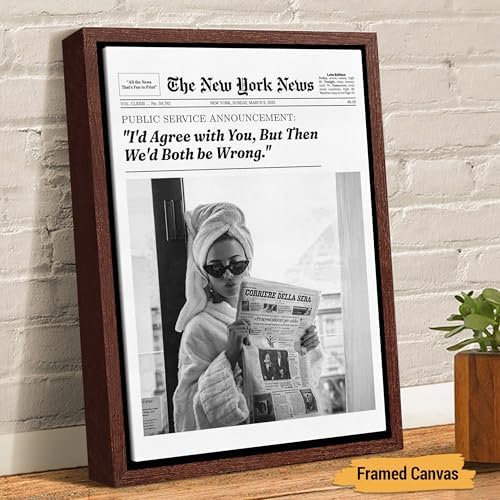 Custom Trendy Newspaper Framed Wall Art With Headline and Photo, Modern Cool Girl Canvas, Magazine Cover Style Poster Print, College Dorm Decor for Bedroom Living Room, Gifts For Friend & Yourself - Image 6