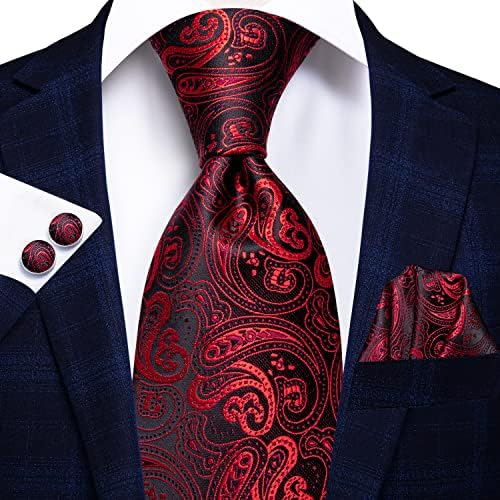 Hi-Tie Lot 5 Pcs Gift Box Mens Tie Set Necktie with Pocket Square Cufflinks Silk Neck Tie Collection - Image 3