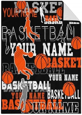 Mercuryelf Custom Basketball Throw Blanket - Soft, Fuzzy & Warm - 30x40 Inches Small Blankets for Lap, Crib - Black Sports Throws Gift for Basketball Lovers by Mercuryelf