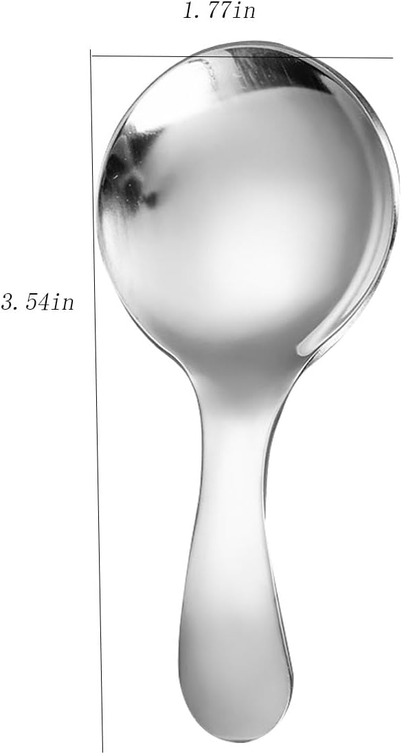 6 Pcs Stainless Steel Mini Spoon Short Handle Small Round Suitable For Dessert, Tea, Coffee, Cake, Sugar, Ice Cream Coffee Tea Spoon. (Silver A)