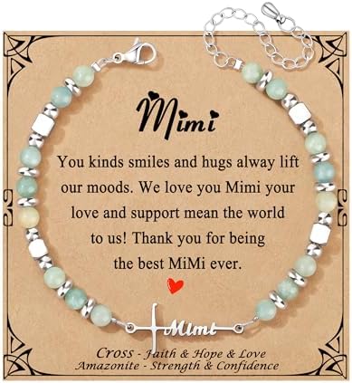 Gifts for Women Faith Cross Bracelet, Unique Amazonite Bracelets for Women by Joycuff