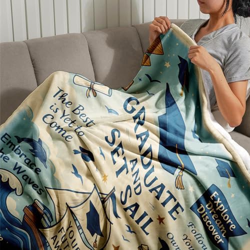 Graduation Gift Blanket, Inspirational Quote Throw for High School & College Grads, Unique Keepsake for Her or Him, Dorm Decor, 50'' x 60'', Grad Gifts, Birthday & Christmas - Image 2