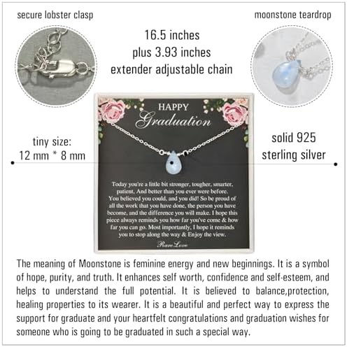 RareLove 2026 College Graduation Gifts Sterling Silver Moonstone Necklace for Women - Image 2