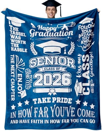 2026 Graduation Gifts Blanket 60 X 50 Inch, Graduation Gifts for Him/Men/Boy/Son, Class of 2026 Gifts, Graduate Gifts, High School/College/Masters Degree/Doctorate/PHD Graduation Gifts by AIYUBOFUN