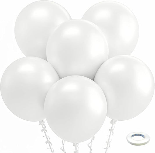 Bezente Pearl White Balloons 18 Inch - 30 Pack Large Thick Ivory Balloons Big Round Pearlescent White Latex Balloons for Christmas Anniversary Wedding Baby Shower Birthday Party Decorations