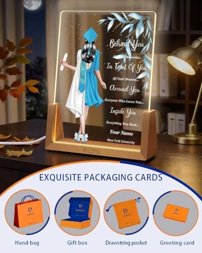 Personalized Name Graduation Gifts Custom Night Light LED Table Lamp Portrait Creator for Her 2026 University High School Keepsake(Girl F) - Image 4