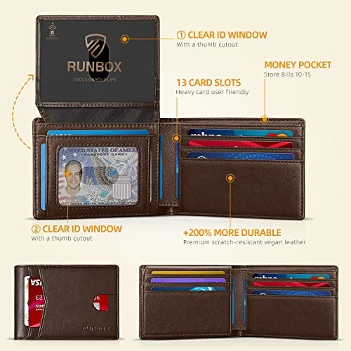 RUNBOX Wallet for Men -Slim Rfid Leather Mens Bifold Novelty Wallets 2 ID Window With Gift Box Men's Accessories - Image 2