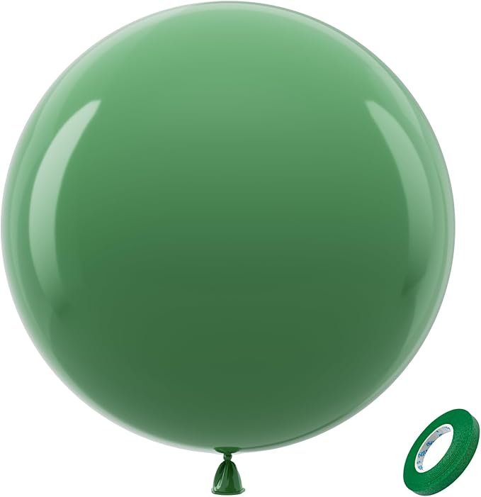 Bezente Sage Green Giant Balloons 36 Inch - 8 Pack Jumbo Olive Green Large Round Dusty Green Latex Balloon for Birthday Bridal Shower Safari Jungle Theme Party Decorations