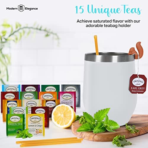 Tea Gifts for Women – Sampler Gift Basket with 15 Unique Blends, Honey Sticks, Stainless Tumbler & Gift-Ready Box (White) - Image 3