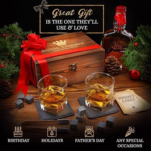 Whiskey Stones Gift Set for Men & Dad, Bourbon Glasses & Chilling Rocks - Image 4