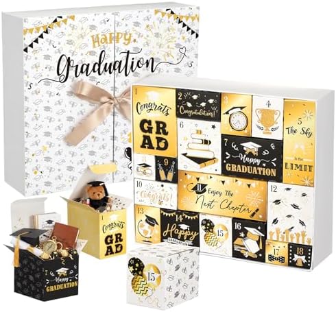 Graduation Advent Calendar 2026 Grad Empty Gift Box, Black Gold by Unknown