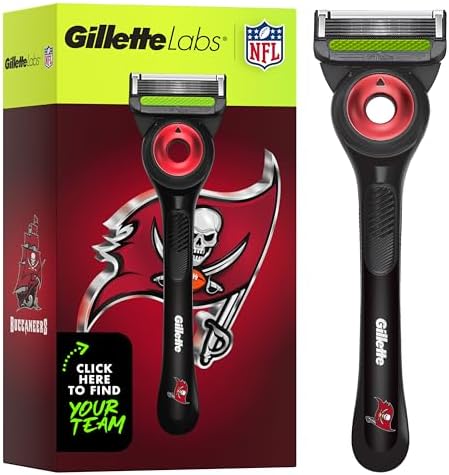 Gillette Labs Official Buccaneers Licensed Razor for Men, 1 Handle, 1 Blade Refill, Perfect for Game Day Grooming, Gillette Labs with Exfoliating Bar by Gillette