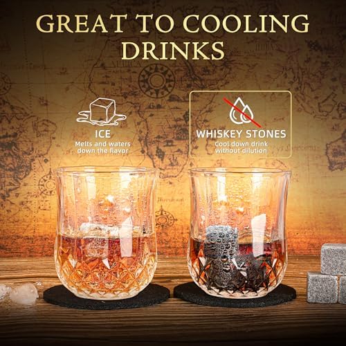 Xgunion Whiskey Stones Gift Set with 2 Glasses Stones & Coasters - Image 3