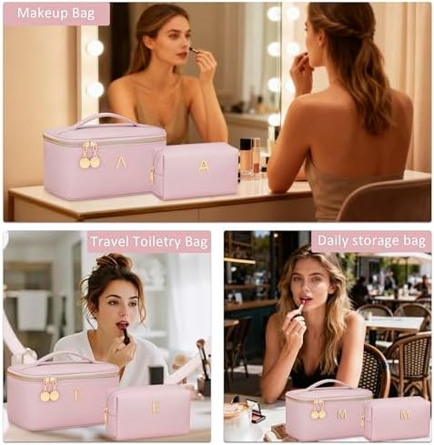 Personalized Initial Travel Makeup Toiletry Bag Gifts for Women - Image 7