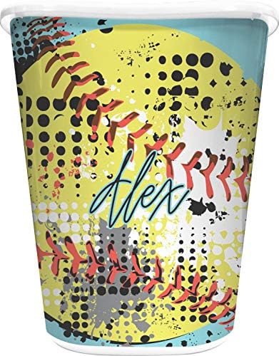 YouCustomizeIt Personalized Softball Waste Basket - Double Sided (White) by YouCustomizeIt