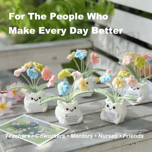 Forget-Me-Not Crochet Flower Potted Plant Gift - Image 3