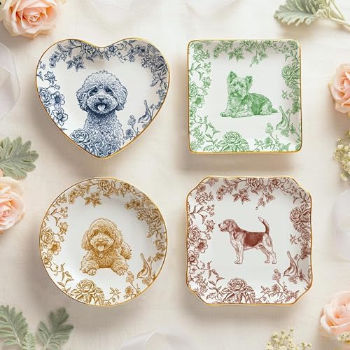 LOVELYPOD Custom Pet Portrait Jewelry Tray, Toile De Jouy Ceramic Dish, Custom Dog Cat Picture Gifts, Personalized Pet Photo Gifts, Dog Cat Memorial Gift, Sympathy Gift Pets Owner - Image 5