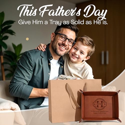 Personalized Engraved Leather Tray for Him – PU Valet Leather Catchall Organizer for Men, Father's Day Custom Gift, Organizer for Dresser, Desk, Nightstand – Custom Men Travel Valet Tray - Image 2