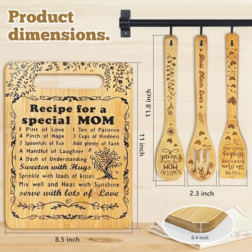 Mom Birthday Gifts - "Recipe for a Special Mom" Cutting Board Set - Image 2