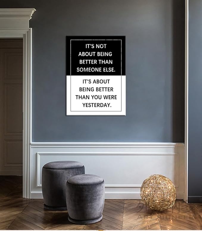 Inspirational Canvas Wall Art for Office It's About Being Better Than You Were Yesterday Quote Motivational Poster Painting Prints Wall Pictures for Living Room Decor Framed Artwork [30''W x 40''H]