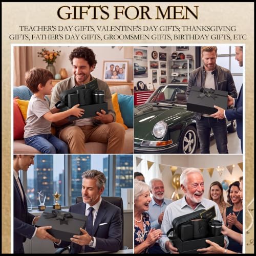 7 Pcs Gift Set for Men 17oz Tumbler Notebook Bag Pen,Black - Image 6