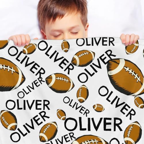 Personalized Baby Blankets for Girls Boys, Custom Baby Blanket with Name Swaddle Toddler Fleece Blanket Personalized Gift Football Black Text - Image 4