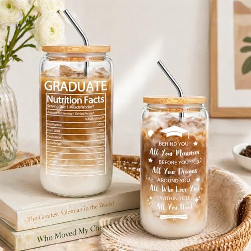 Graduation Gifts for Women Her 2026, Graduation Gift Box Set, College High School Graduation Present College Master Doctor Include 16OZ Glass Cup & Handheld Sail Bag & Bracelet (White) - Image 6