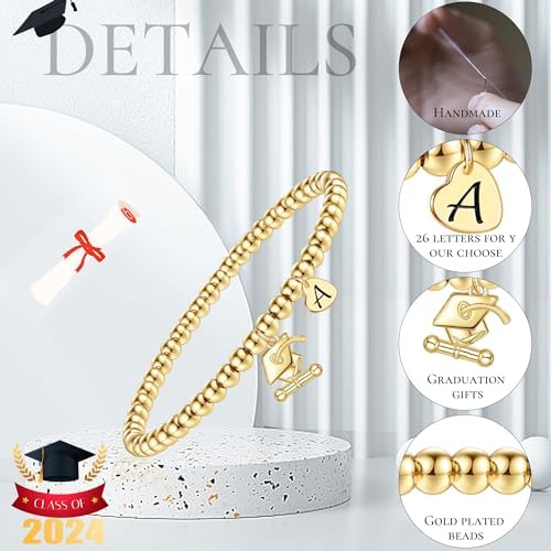 2026 Graduation Gifts, Graduation Gift for Her High School College Graduation Gifts for Teen Girls 5th 8th Grade Masters Degree Grads Initial Bracelets for Women Letter A-Z Charm Bracelet Daughter Niece Granddaughter Girlfriend Jewelry - Image 6
