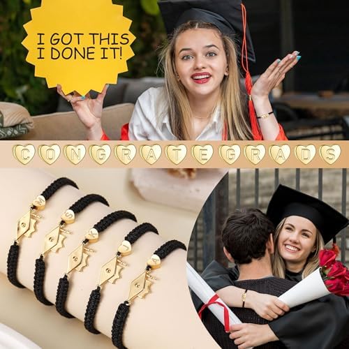 2026 Graduation Gifts, Graduation Gift for Her High School College Graduation Gifts for Teen Girls 5th 8th Grade Masters Degree Grads Initial Bracelets for Women Letter A-Z Charm Bracelet Daughter Niece Granddaughter Girlfriend Jewelry - Image 5