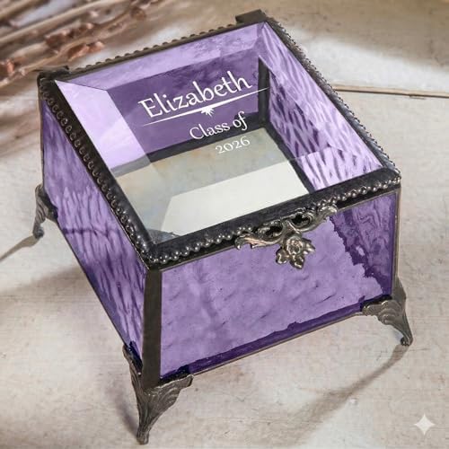 J Devlin Glass Art Customized Graduation Gift - Class of 2026 - Box 836 EB241 (Purple) by JDevlinGlassArt