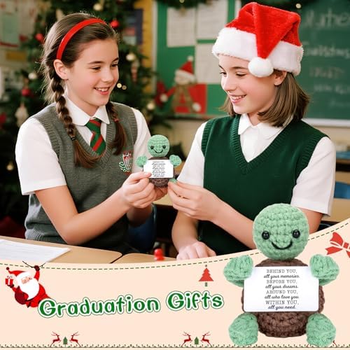 4THFARMES Mini Funny Turtle Graduation Gift for Her Him College High Middle Elementary School Preschool Kindergarten Graduation Gifts, 2026 Graduates Handmade Emotional Positive Crochet Turtle - Image 6