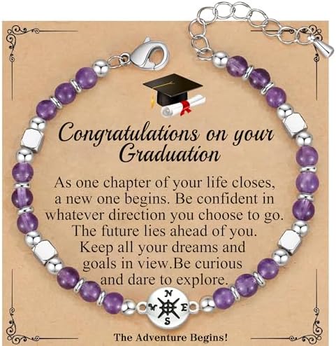 Graduation Gifts for Her 2026, Graduation Bracelet with Compass 5th 6th 8th Grade High Middle School College Graduates Gifts for Her Daughter Granddaughter by HiStock