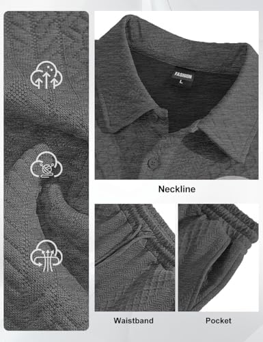 Men's 2 Pieces Outfits Casual Polo Shirt and Shorts Set Collar Athletic Jogging Summer Tracksuit - Image 6