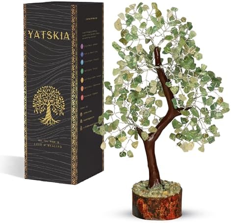 YATSKIA Green Jade Crystal Tree | Feng Shui Tree | Crystal Gifts | Home Decor Gifts for Women | Natural Stone Tree | Birthday Gifts for Women | 10 Inch 300 Beads by YATSKIA