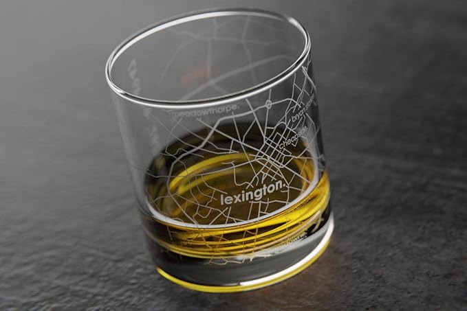 Well Told Engraved Lexington Kentucky Map Rocks Glass, Old Fashioned Whiskey Glass (11 oz, Clear) Etched Whiskey Glass, Gifts For Whiskey Lovers