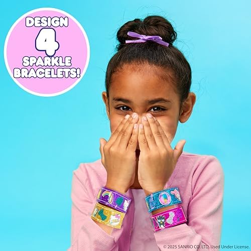 Hello Kitty® and Friends Sparkle Bracelets, Customize 4 Reversible Glitter Bracelets for Kids with Puffy Stickers, Kawaii Jewelry Craft, Cute Girls' Jewelry Kit, DIY Accessories Gift Ages 3+ - Image 2