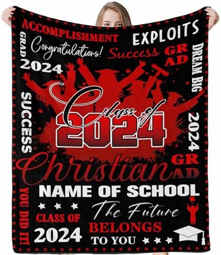 Graduation Gifts for Her, College Graduation Gifts for Him/Her Custom Blankets with Photos and Text Graduate Class of 2024 Personalized Graduation Gifts 40x50inch by Unknown