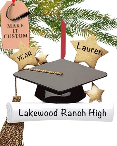Personalized Graduation Gift, Class of 2027 or 2026 Ornament, Grad Cap by HolidayTraditions